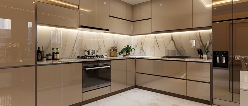 L Shaped Modular Kitchen